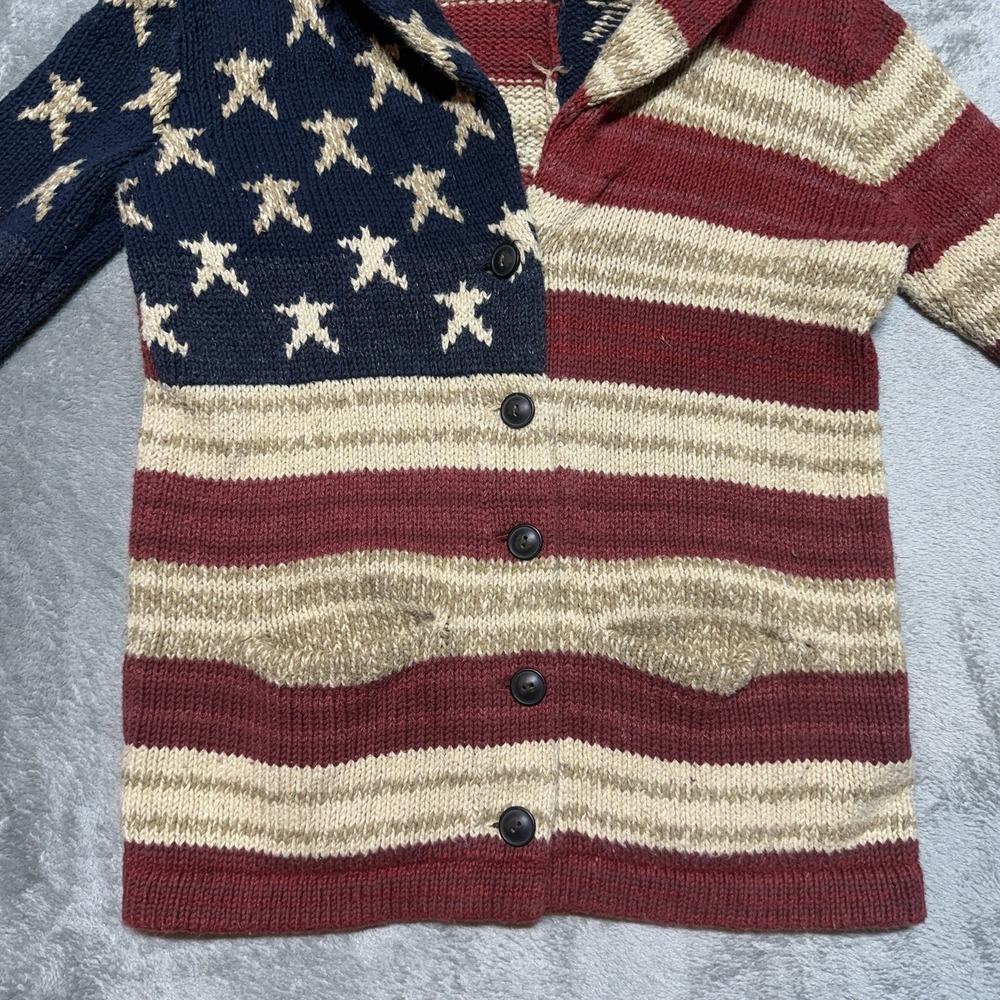 Polo Ralph Lauren American Flag Cardigan Sweater Womens Small Shawl Collar Knit - Picture 3 of 11